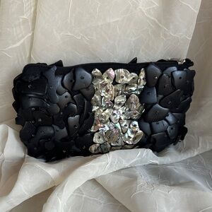 Unique abalone wood clutch purse New Zealand Paua Pawa shell wood bag